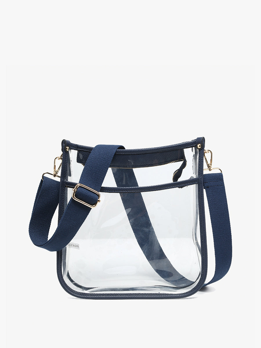 Posie Vegan Clear Crossbody Navy - Jen & Co. vegan handbag