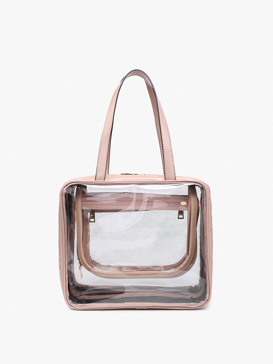 Rae Clear Cosmetic Bag Nude - Jen & Co. vegan handbag