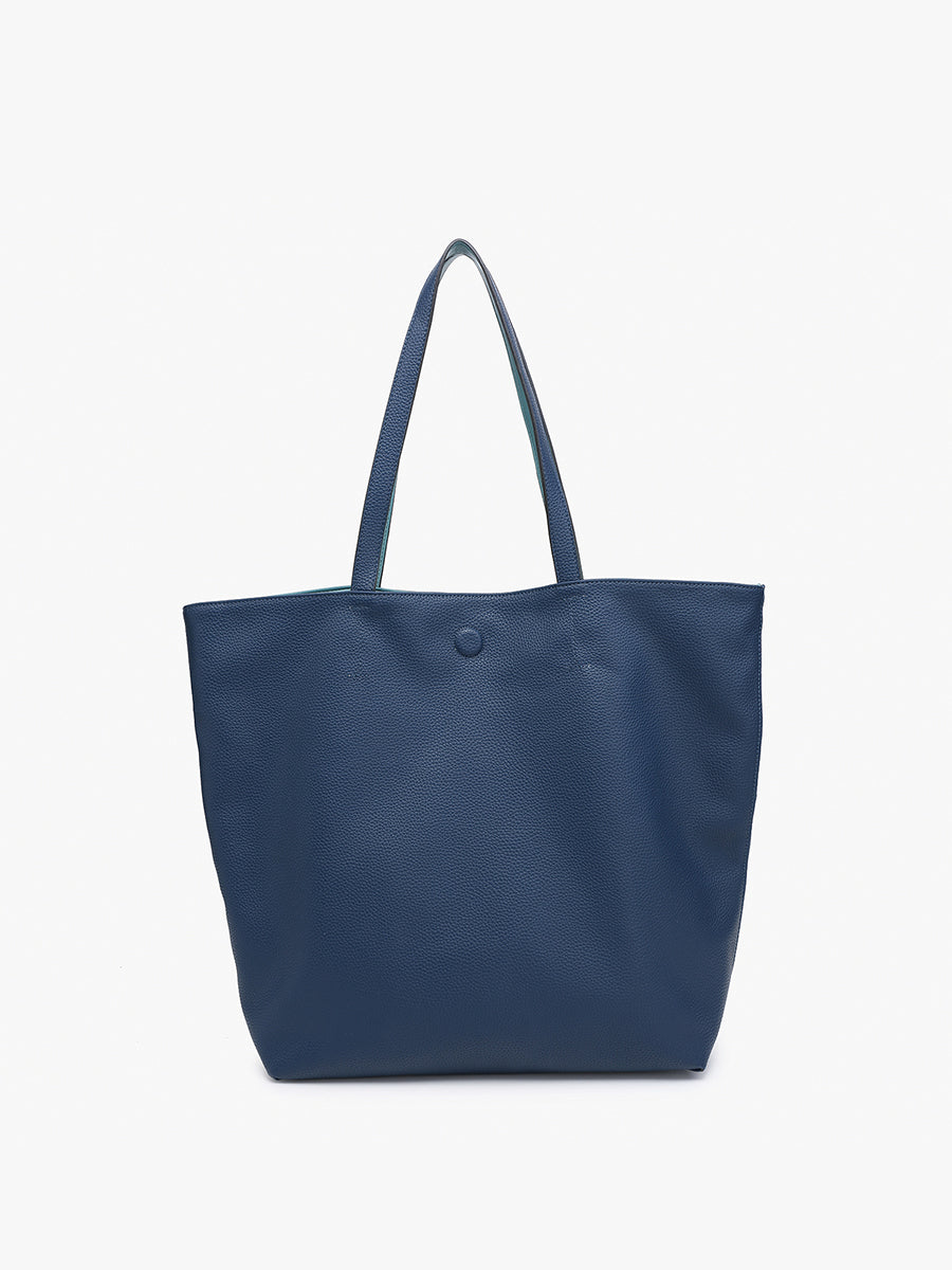Wren Vegan Classic Tote Navy Teal - Jen & Co. vegan handbag
