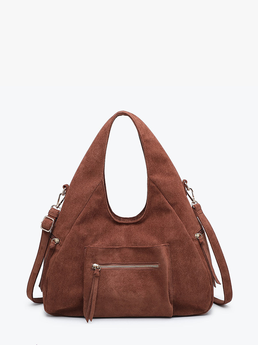 Heidi Vegan Suede Hobo Brown - Jen & Co. vegan handbag