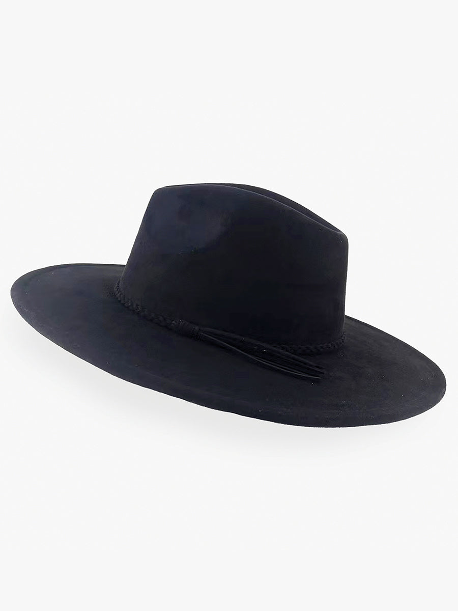 Atlas Braided Fedora Black - Jen & Co. vegan handbag
