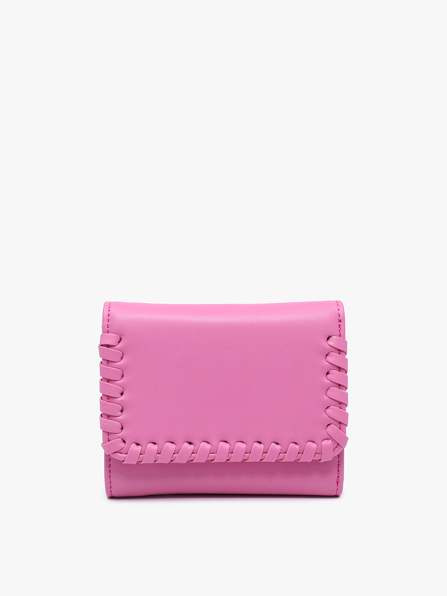 Logan Vegan Whipstitch Wallet Bubblegum - Jen & Co. vegan handbag