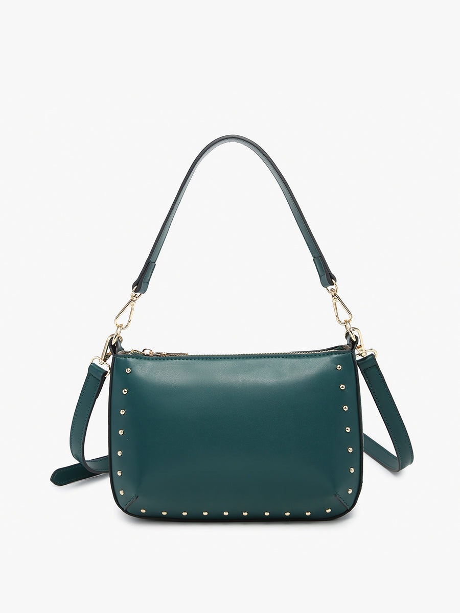 Carmen Vegan Studded Crossbody Peacock - Jen & Co. vegan handbag