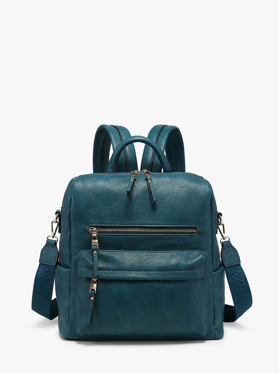 Amelia Vegan Backpack Peacock - Jen & Co. vegan handbag