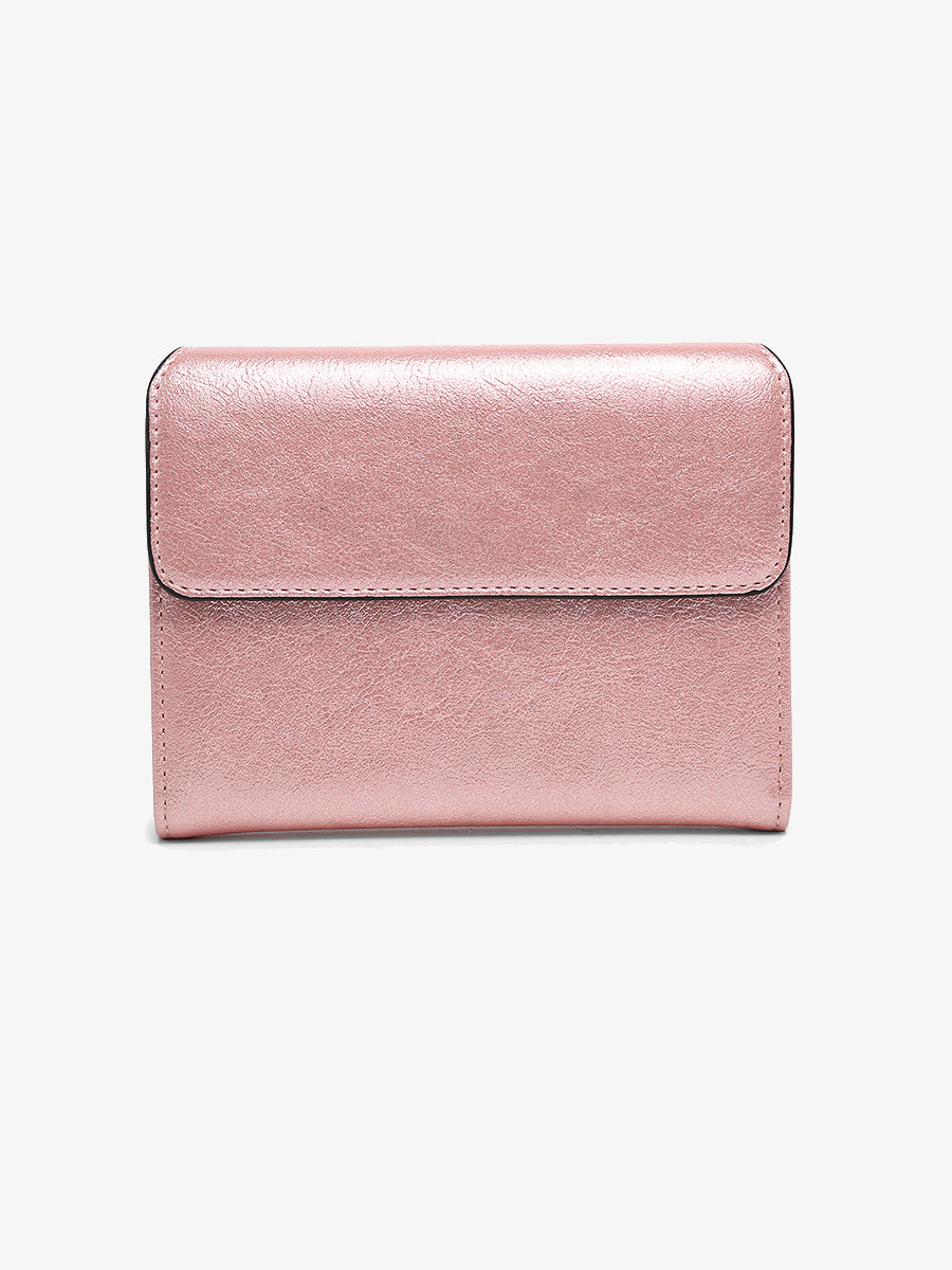 Alexandra Vegan Passport Wallet Rose Quartz - Jen & Co. vegan handbag