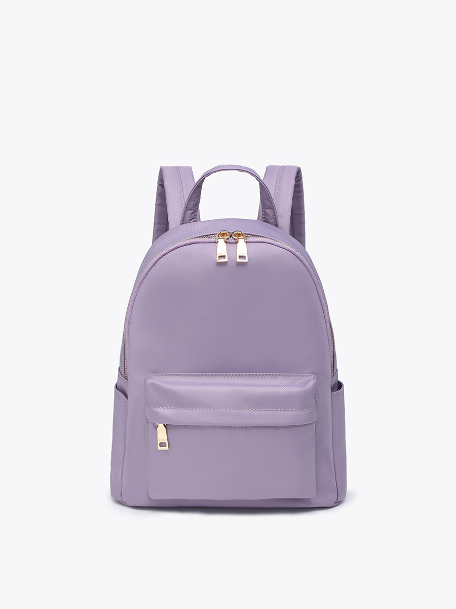 Phina Vegan Nylon Backpack Grey Purple - Jen & Co. vegan handbag