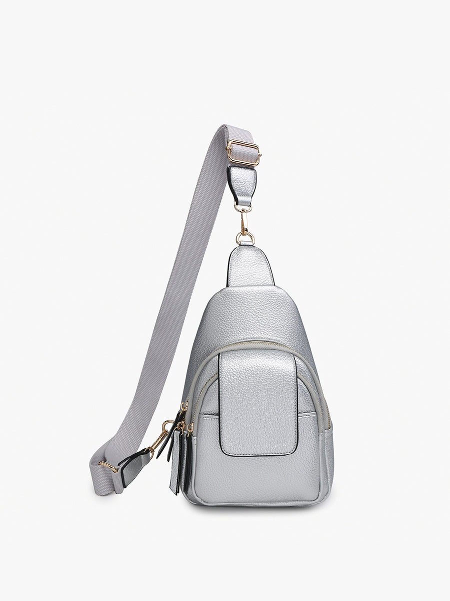 Sophia Vegan Sling Bag Silver - Jen & Co. vegan handbag