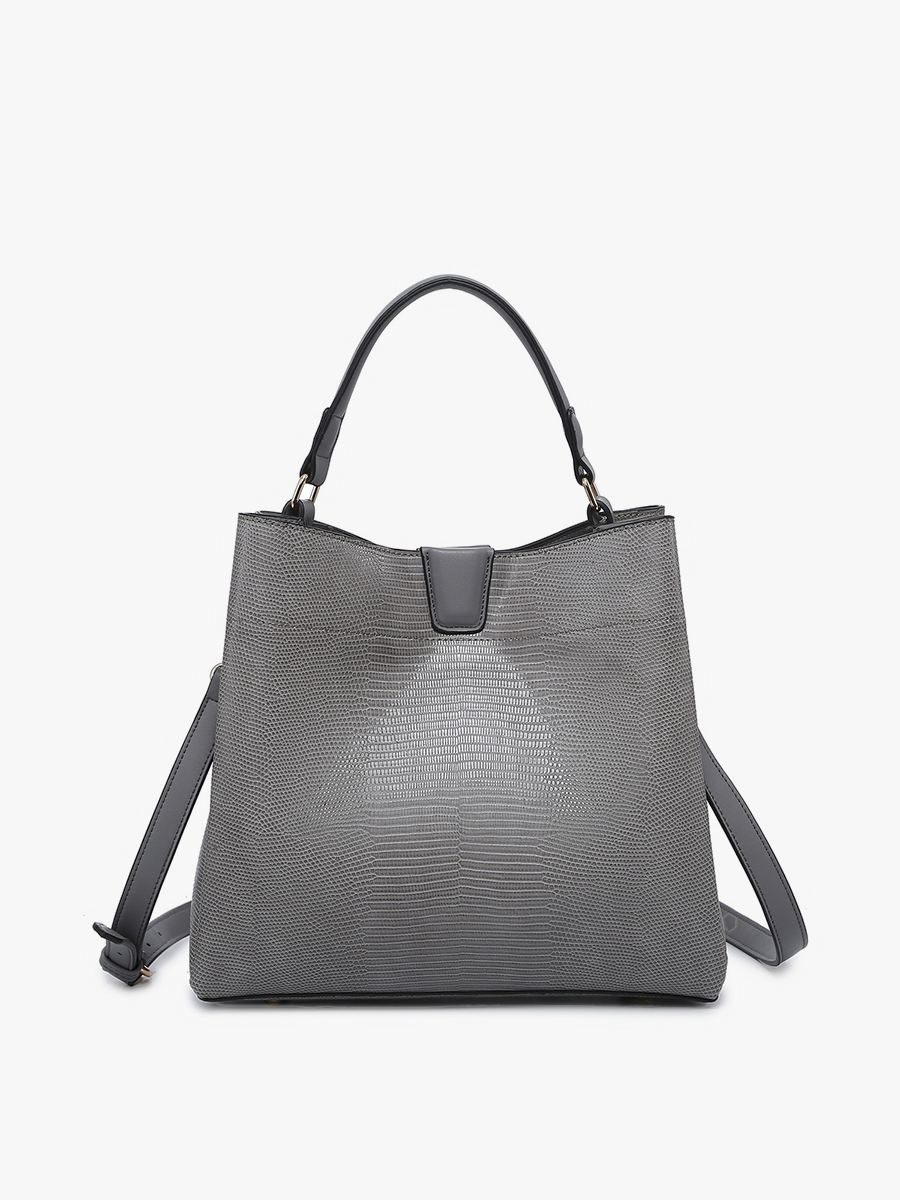 Tati Vegan Lizard Satchel Grey - Jen & Co. vegan handbag