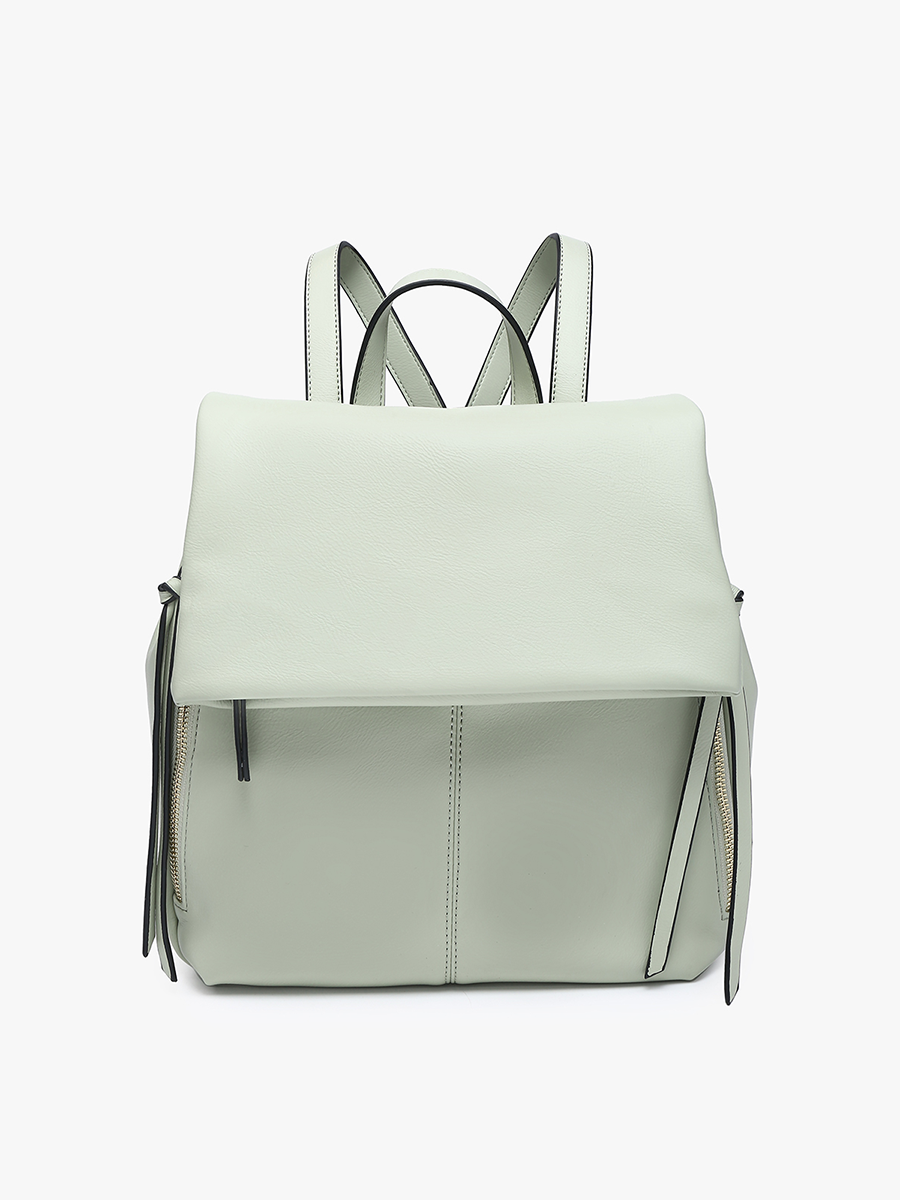 Adley Vegan Foldover Backpack Lt. Sage - Jen & Co. vegan handbag