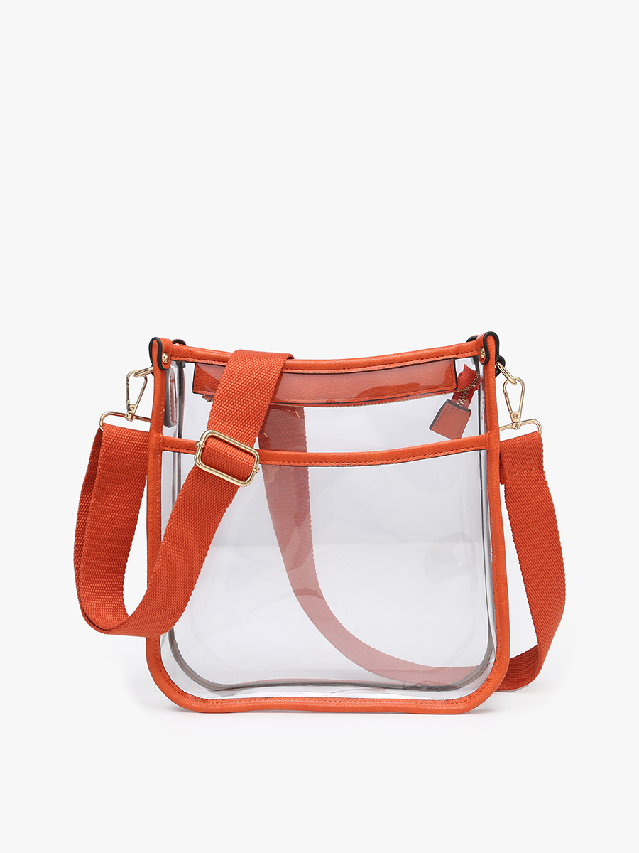Posie Vegan Clear Crossbody Burnt Orange - Jen & Co. vegan handbag