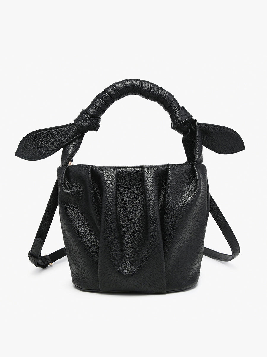 Lacey Vegan Pleated Bucket Bag Black - Jen & Co. vegan handbag