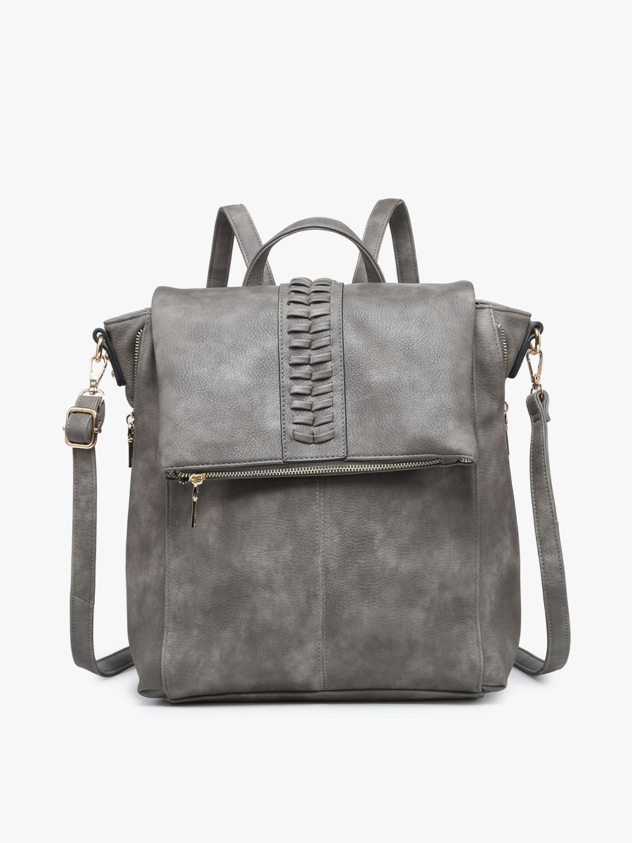Vivian Vegan Distressed Backpack Dark Grey - Jen & Co. vegan handbag