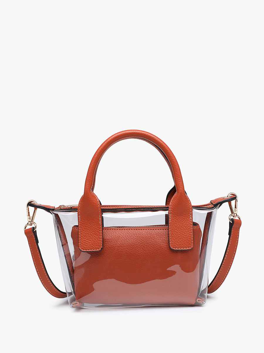 Amora Vegan Clear Crossbody Burnt Orange - Jen & Co. vegan handbag