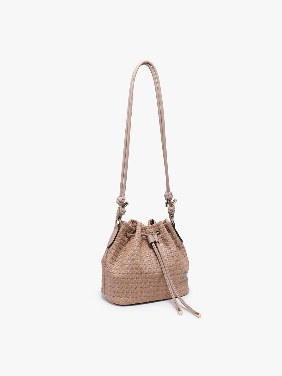 Elliana Vegan Faux Woven Bucket Bag - Jen & Co. vegan handbag