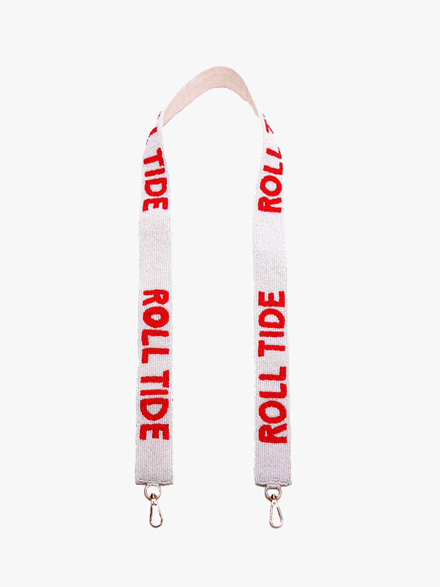 Beaded Guitar Strap Roll Tide-White - Jen & Co. vegan handbag