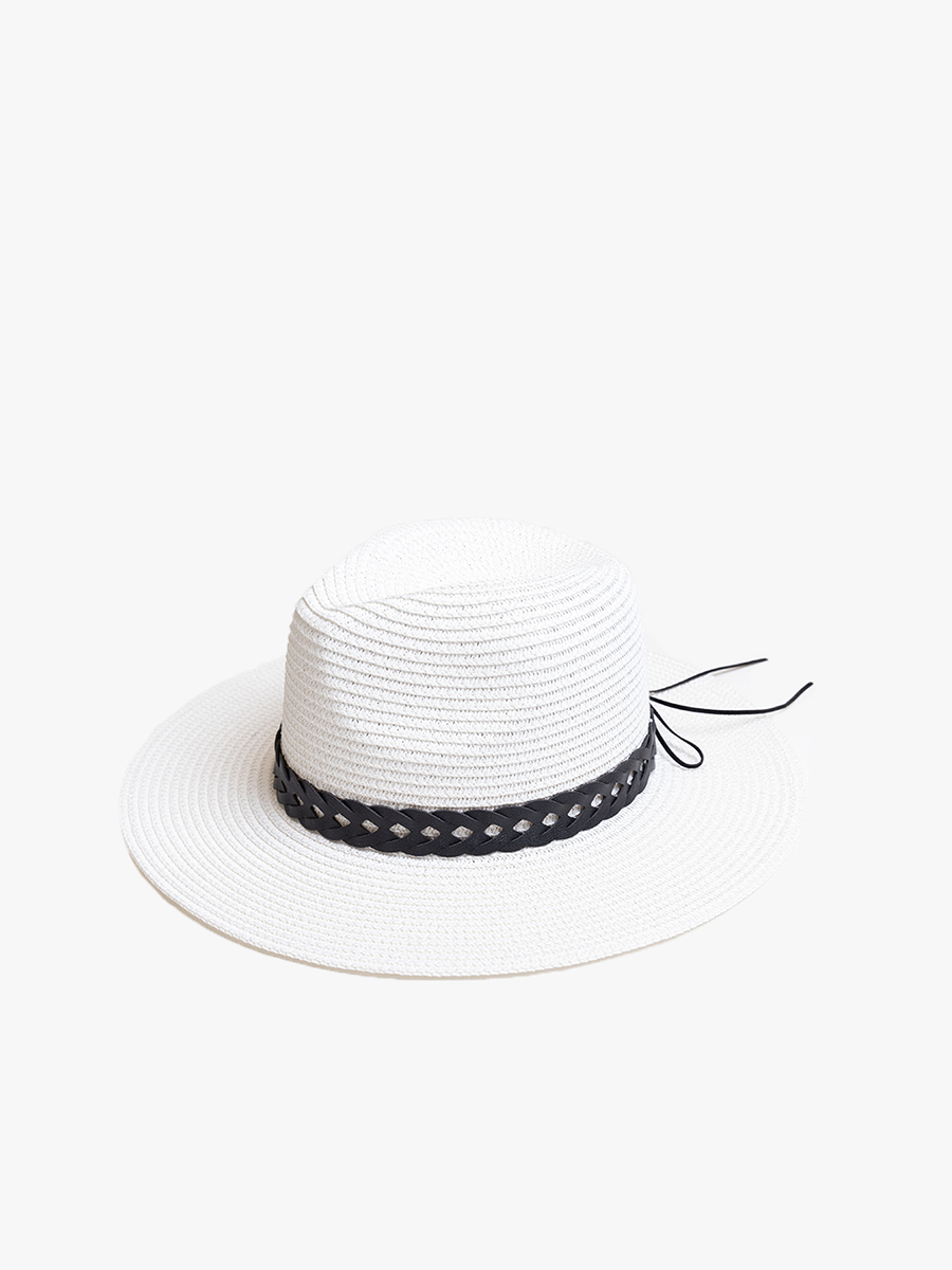 Mary Fedora w/ Chain White - Jen & Co. vegan handbag