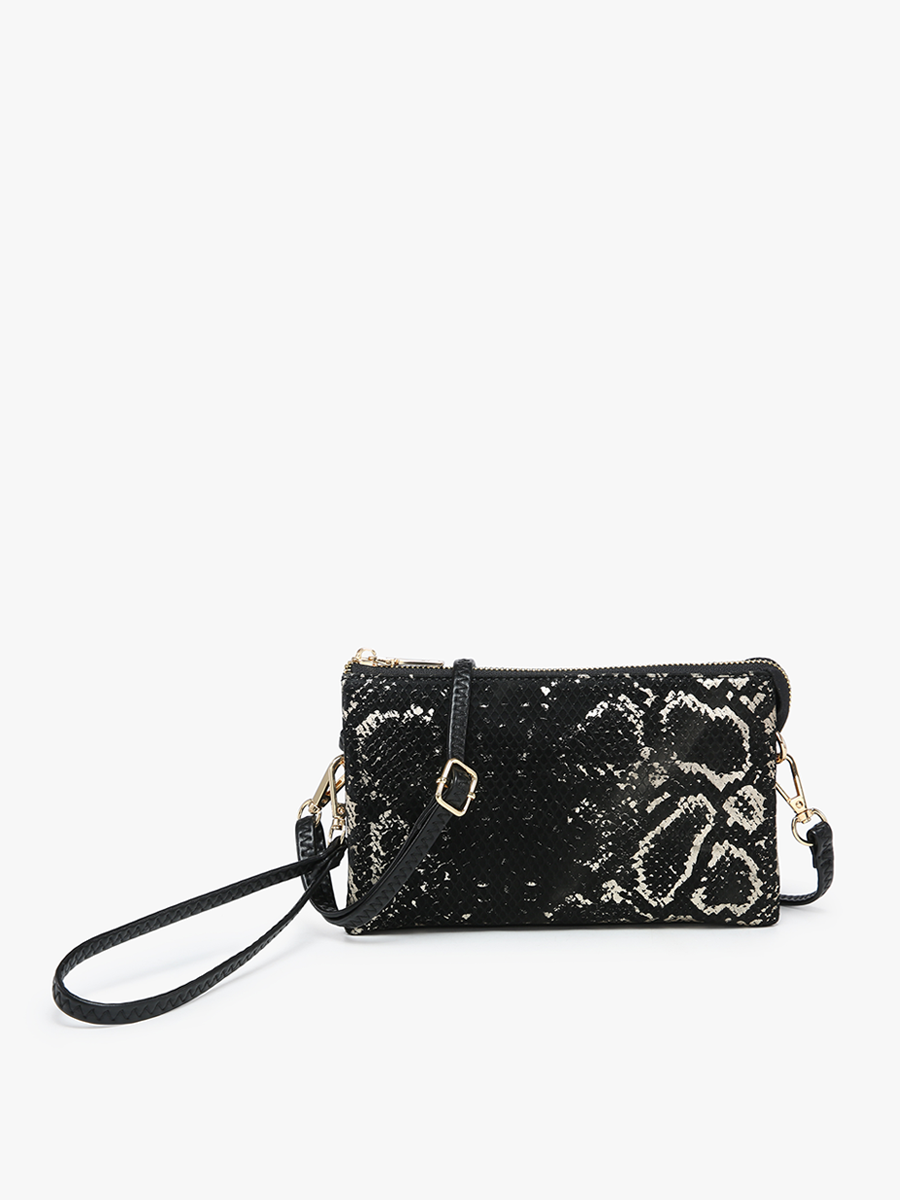 Riley Vegan Snake Crossbody Black Gold - Jen & Co. vegan handbag