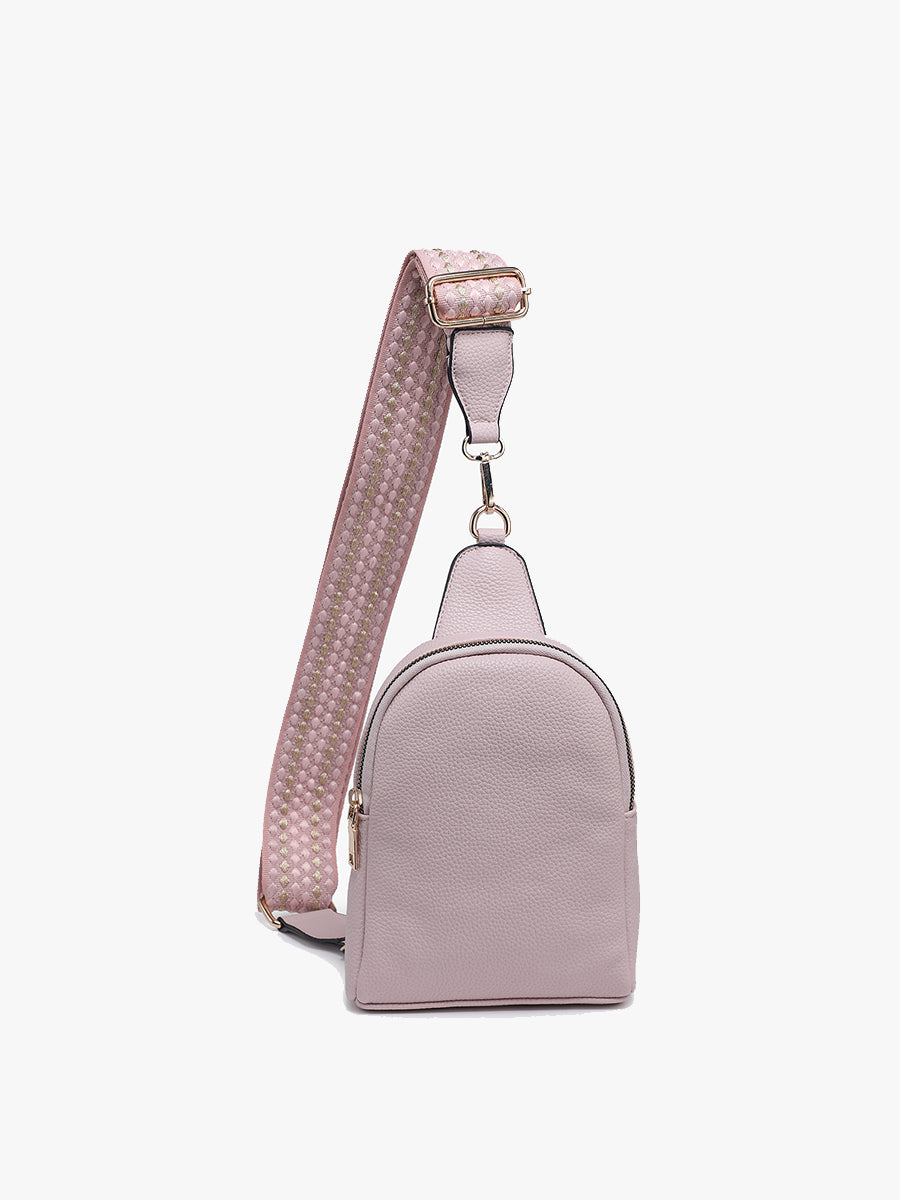 Ellen Vegan Guitar Strap Sling Bag Pastel Purple - Jen & Co. vegan handbag