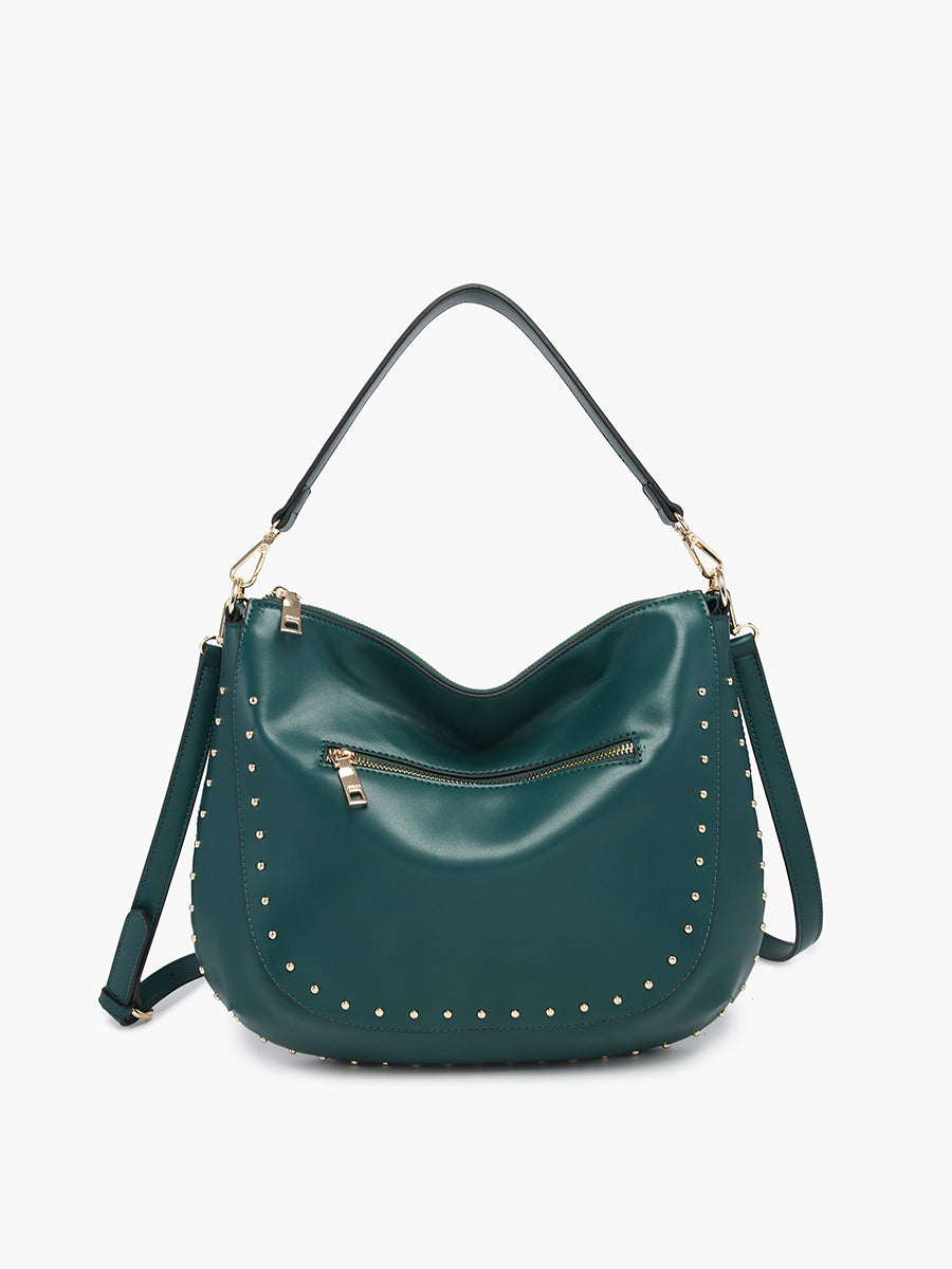 Aurelia Vegan Studded Hobo Peacock - Jen & Co. vegan handbag