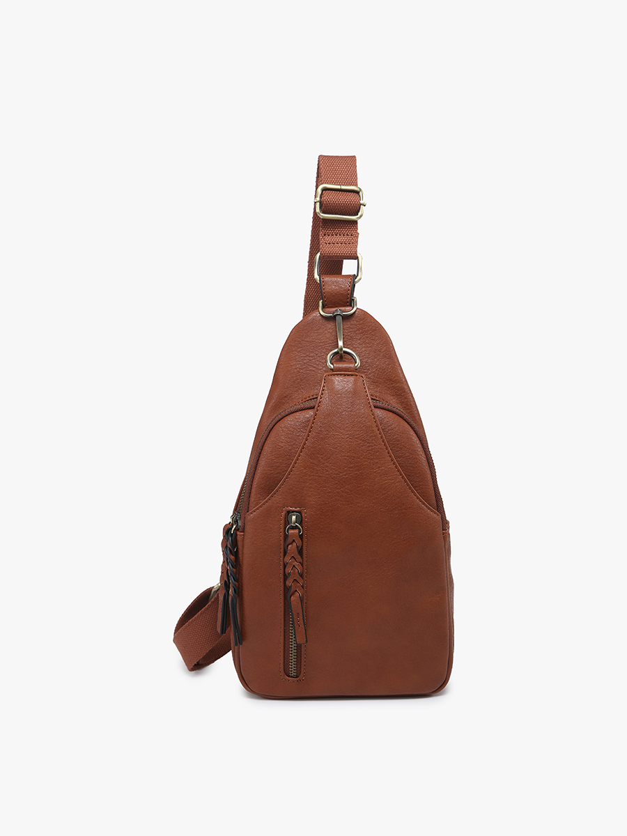 Nikki Vegan Sling Pack Bag Brown - Jen & Co. vegan handbag