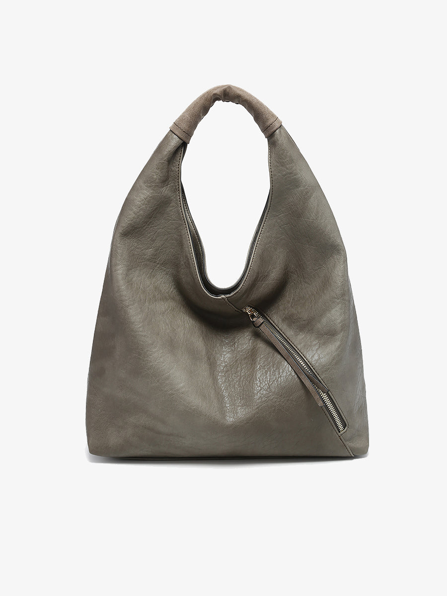 Kat Vegan Hobo Charcoal - Jen & Co. vegan handbag