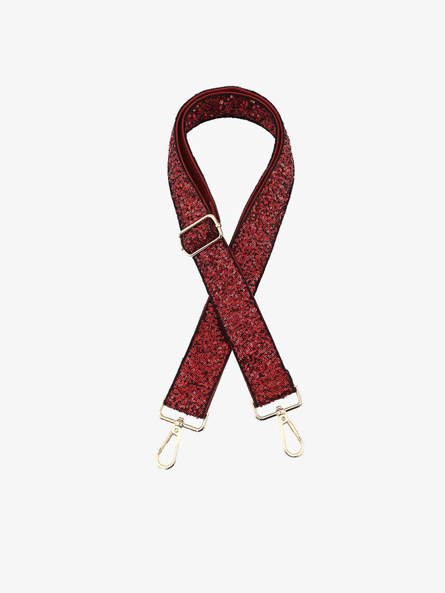 Sequin Guitar Strap Red - Jen & Co. vegan handbag