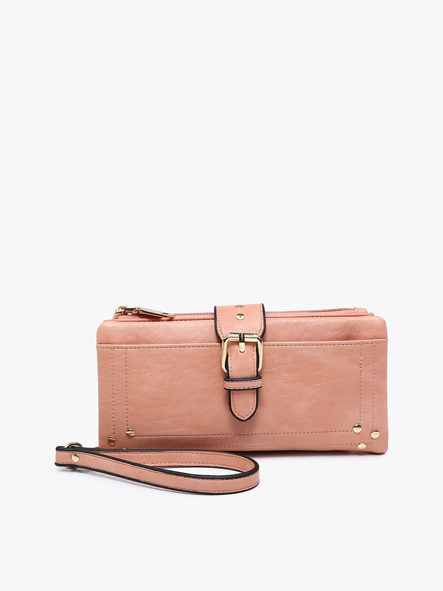 Cadence Vegan Buckle Wallet Pink - Jen & Co. vegan handbag