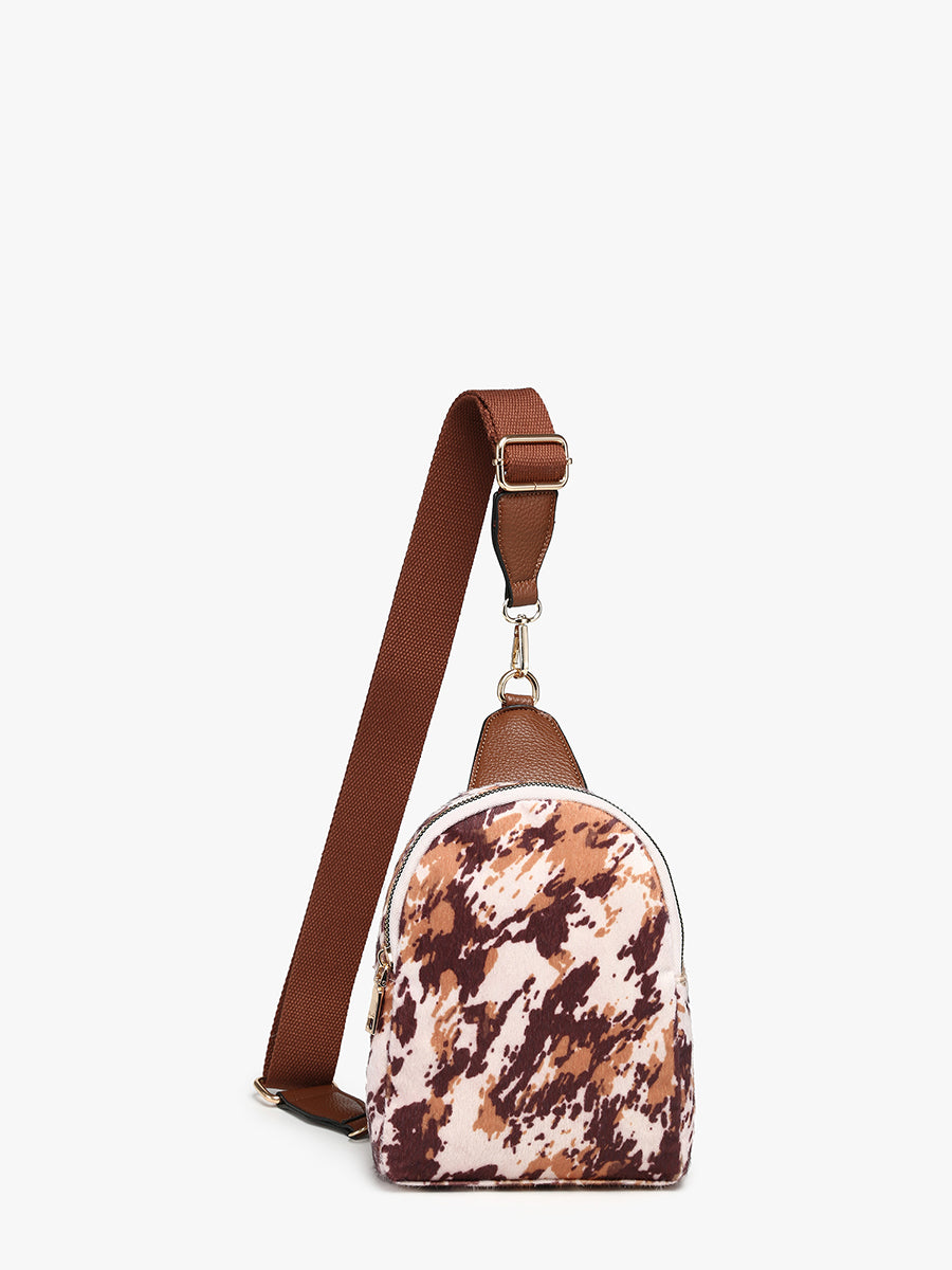 Ellen Vegan Guitar Strap Sling Bag Cow Mustard - Jen & Co. vegan handbag
