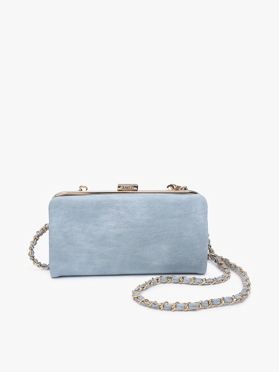 Sue Vegan Wallet Pouch Blue - Jen & Co. vegan handbag