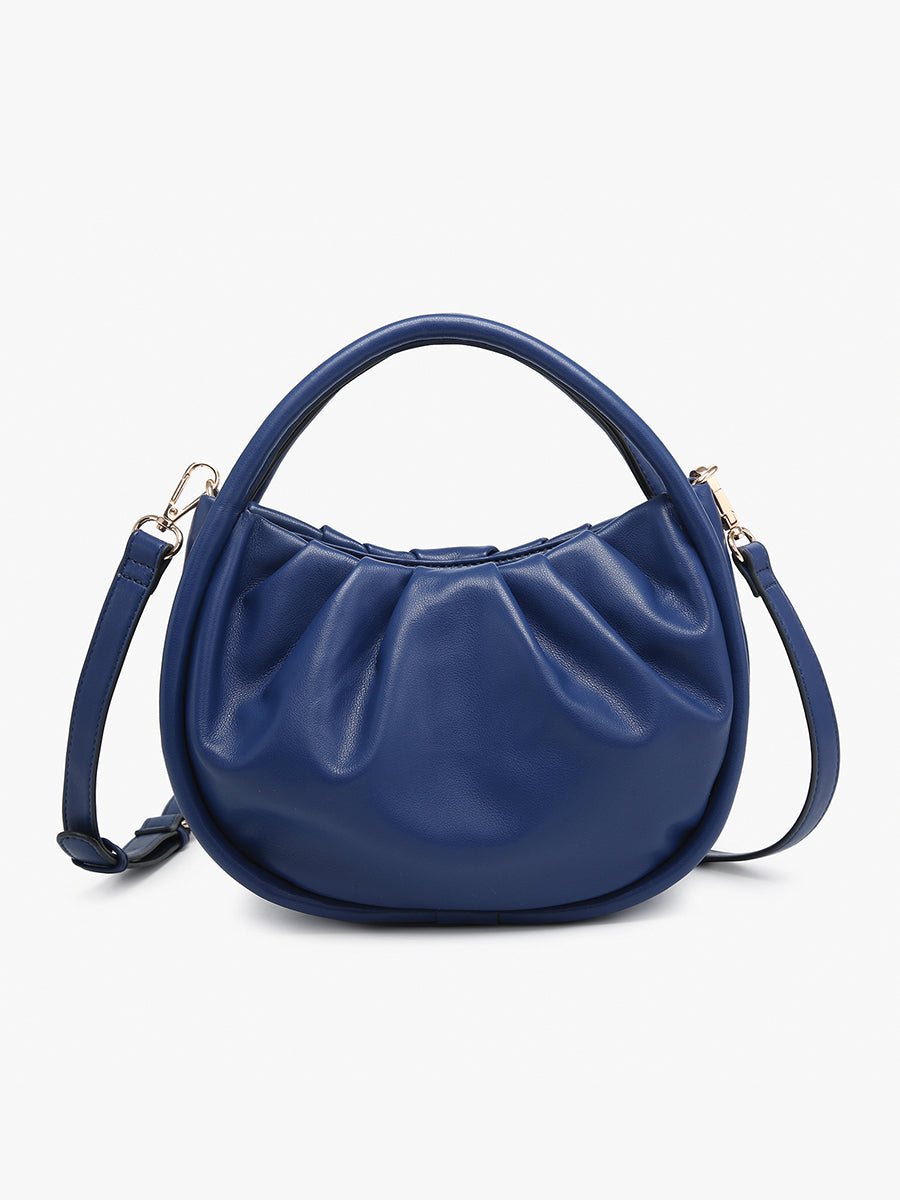 Audrey Vegan Mini Round Satchel Navy - Jen & Co. vegan handbag