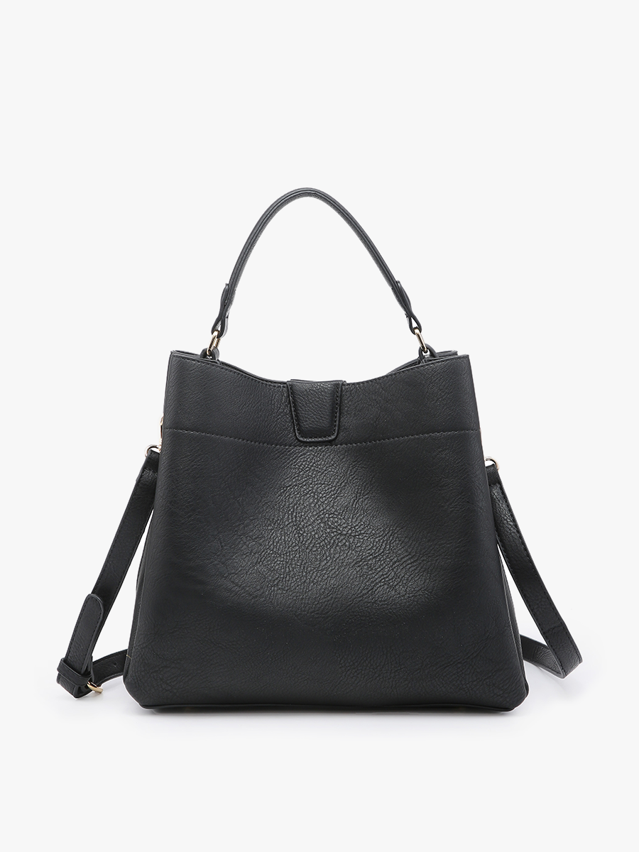 Tati Vegan Satchel Black - Jen & Co. vegan handbag