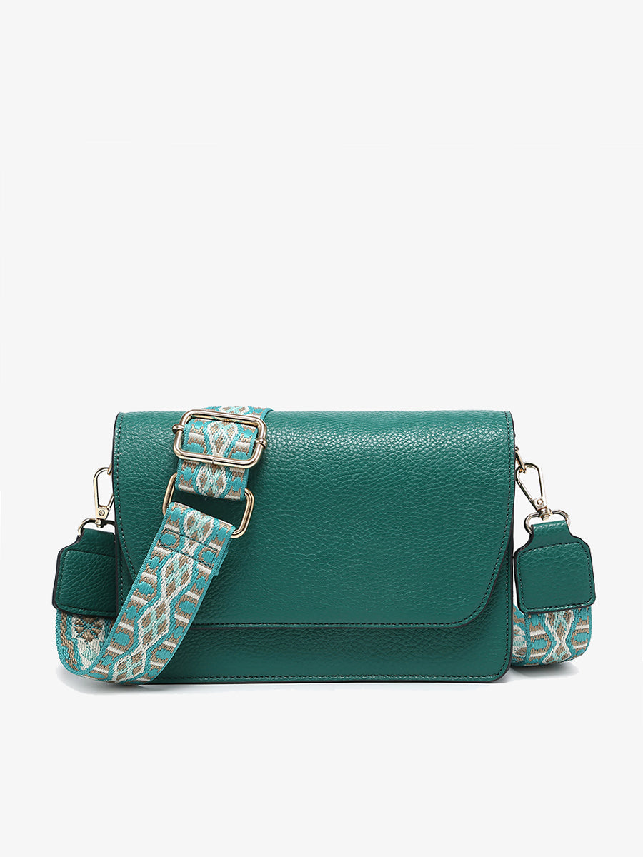Noah Vegan Guitar Strap Crossbody Kelly Green - Jen & Co. vegan handbag