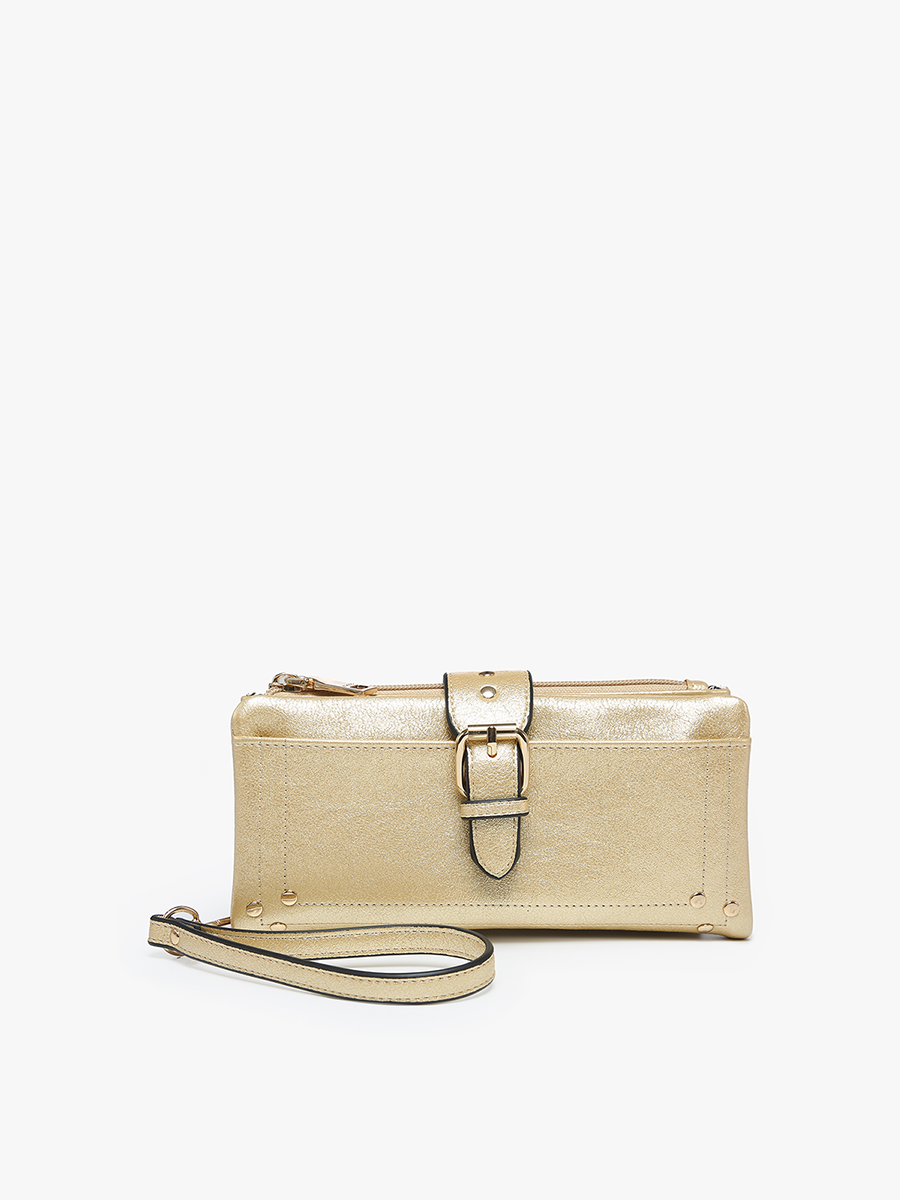 Cadence Vegan Buckle Wallet Lt. Gold - Jen & Co. vegan handbag