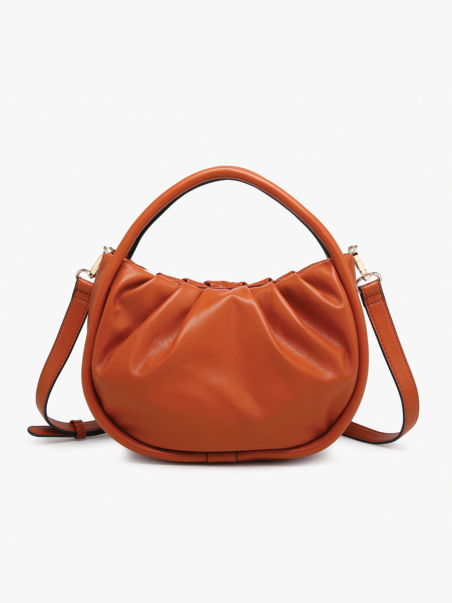 Audrey Vegan Mini Round Satchel Rust - Jen & Co. vegan handbag