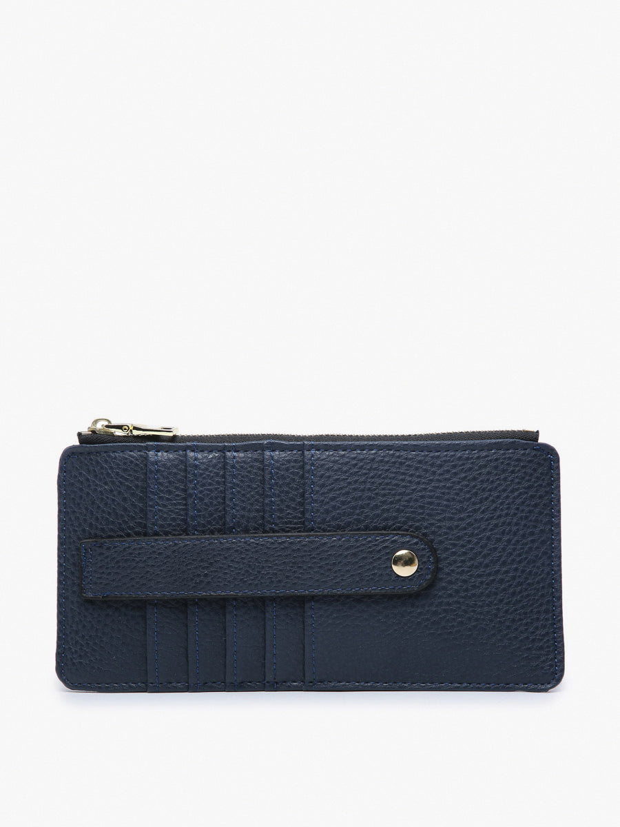 Saige Vegan RFID Wallet Navy - Jen & Co. vegan handbag