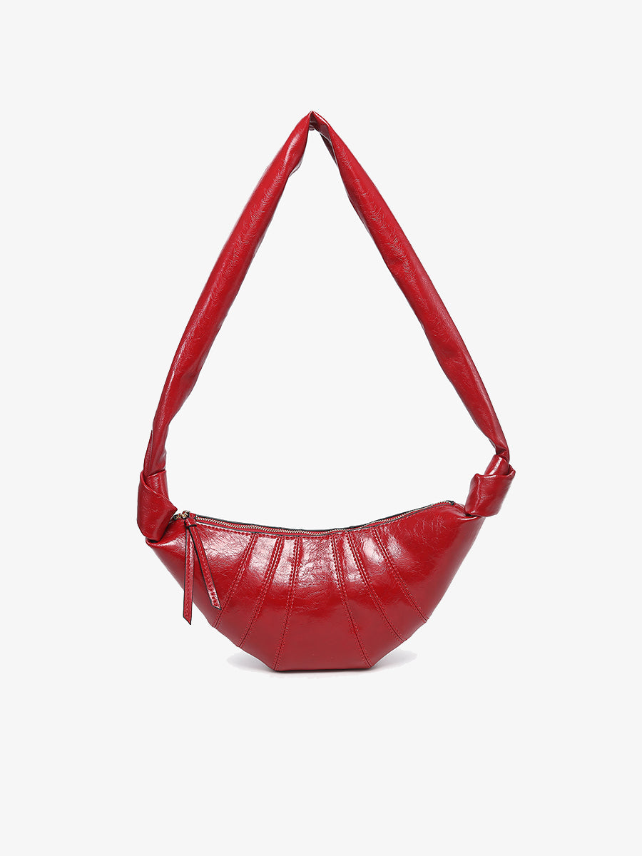 Kara Vegan Croissant Sling Bag Red - Jen & Co. vegan handbag