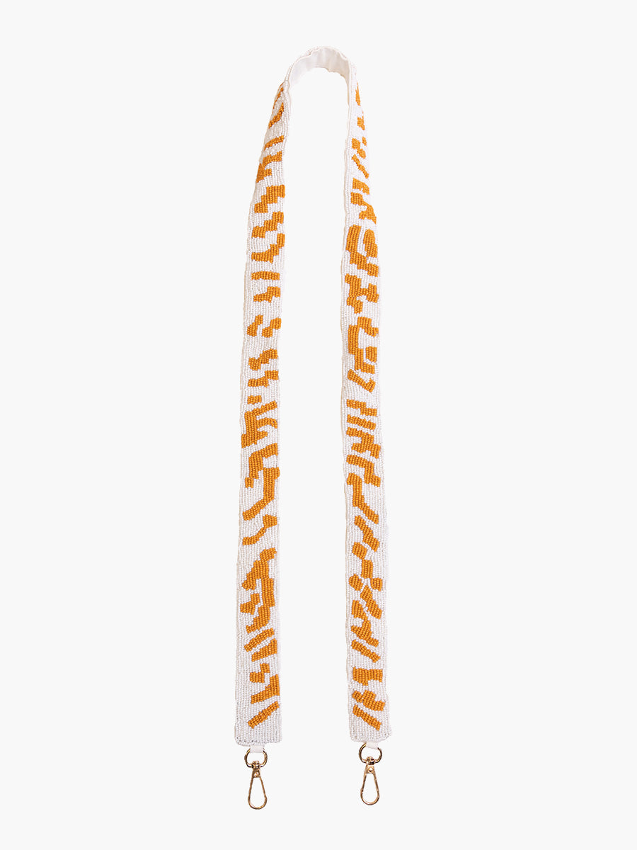 Beaded Guitar Strap Tiger-Yellow - Jen & Co. vegan handbag