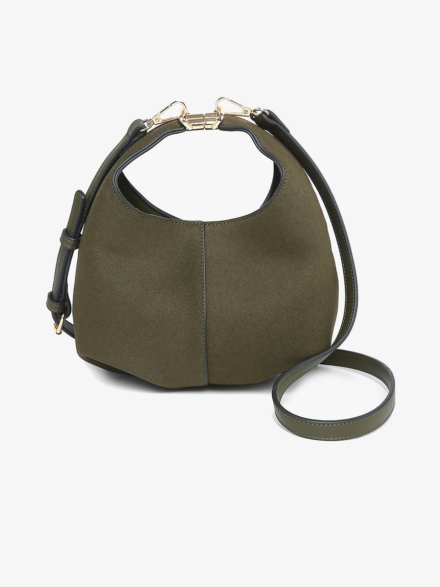 Elena Vegan Suede Crossbody Olive - Jen & Co. vegan handbag