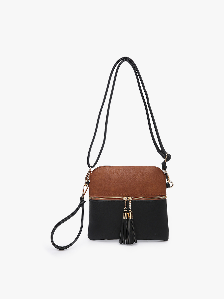 Tara Vegan Crossbody Black Brown - Jen & Co. vegan handbag
