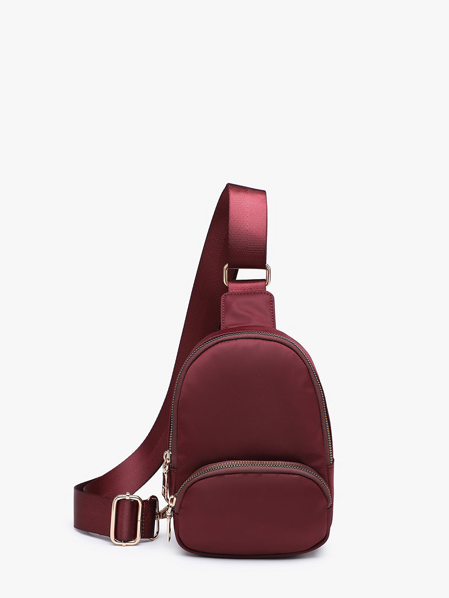 Michelle Nylon Sling Bag Sangria - Jen & Co. vegan handbag