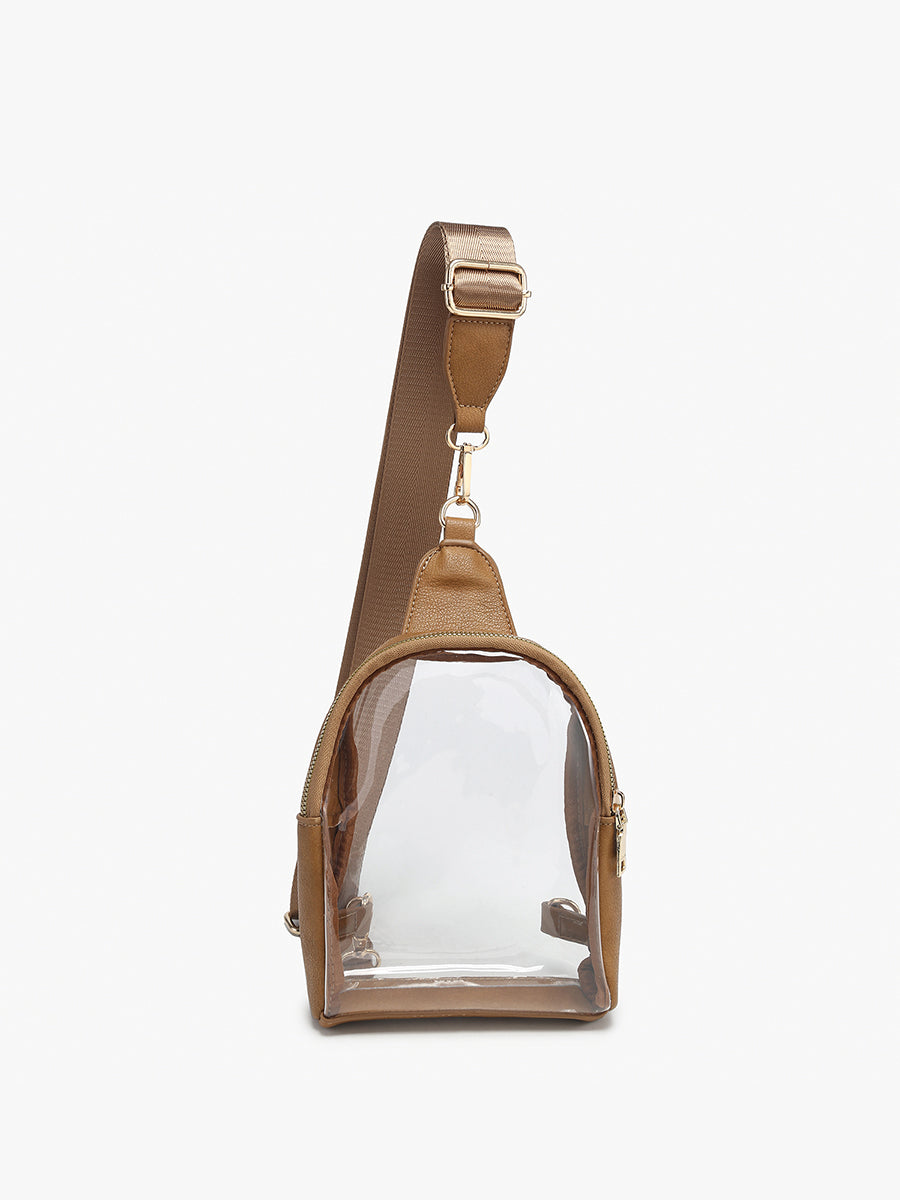 Ellen Clear Sling Bag Taupe - Jen & Co. vegan handbag