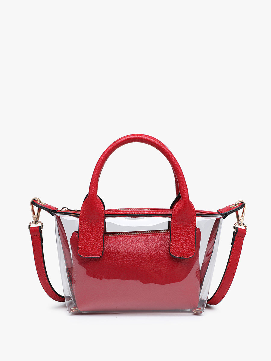 Amora Vegan Clear Crossbody Red - Jen & Co. vegan handbag