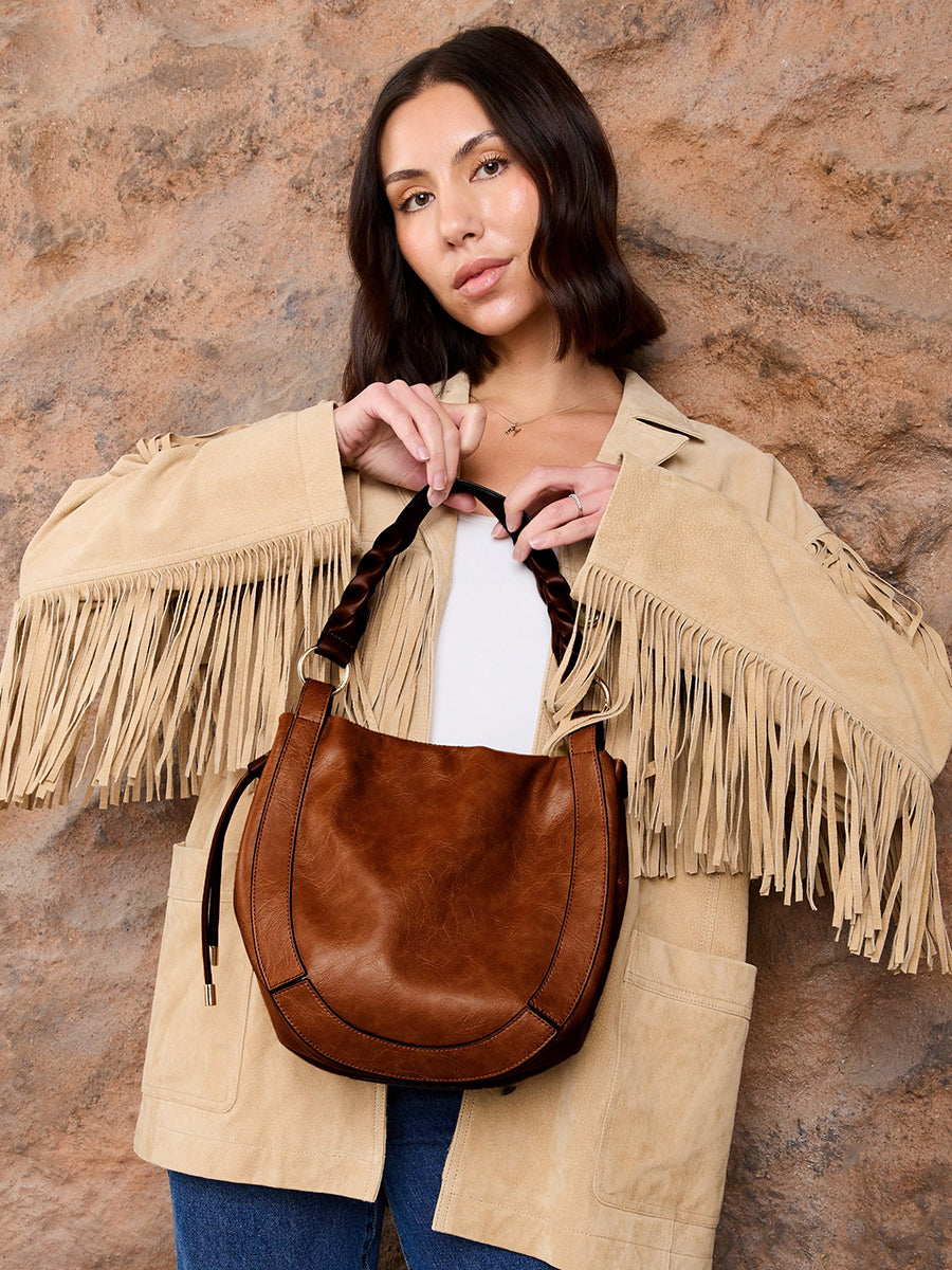 Rowan Vegan Round Hobo - Jen & Co. vegan handbag