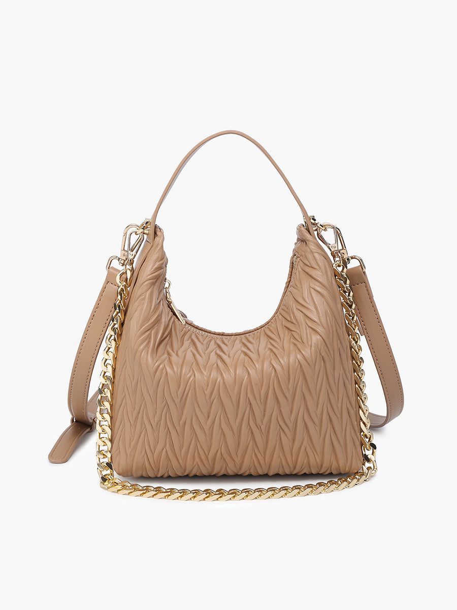 Brenna Vegan Patterned Shoulder Bag Taupe - Jen & Co. vegan handbag