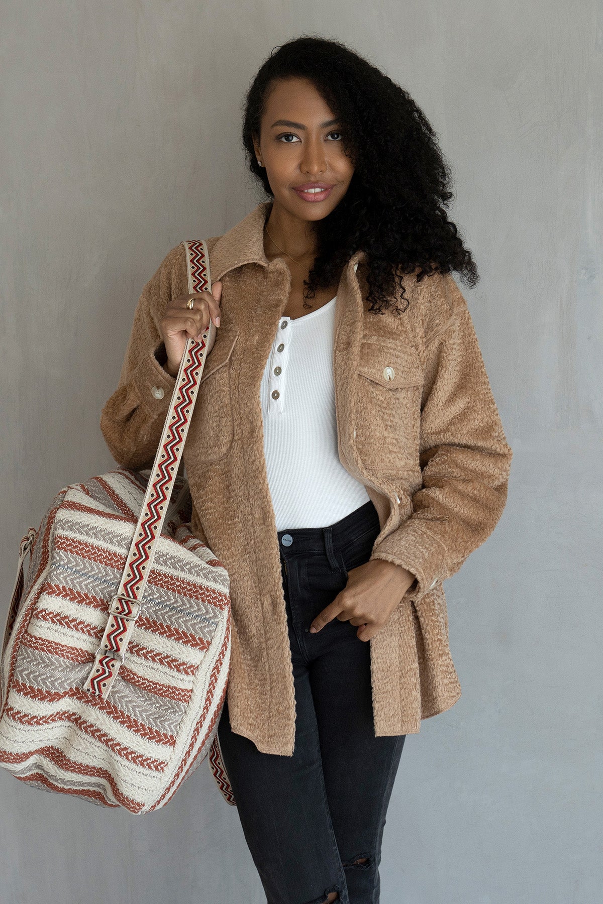 Lyric Jacket Mocha 2XL 3XL - Jen & Co. vegan handbag