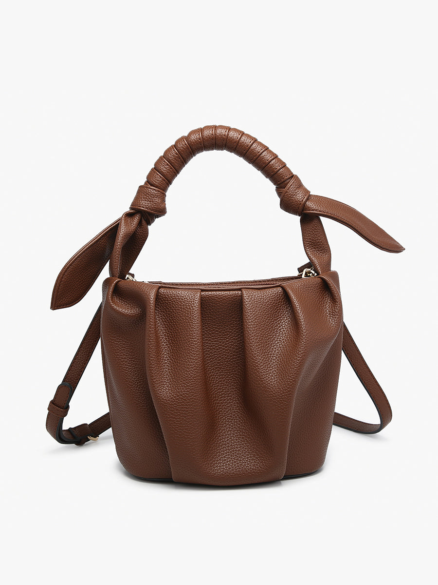 Lacey Vegan Pleated Bucket Bag Brown - Jen & Co. vegan handbag