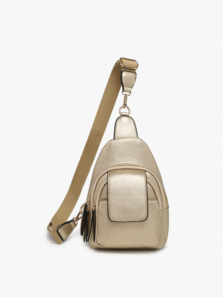 Sophia Vegan Sling Bag Gold - Jen & Co. vegan handbag