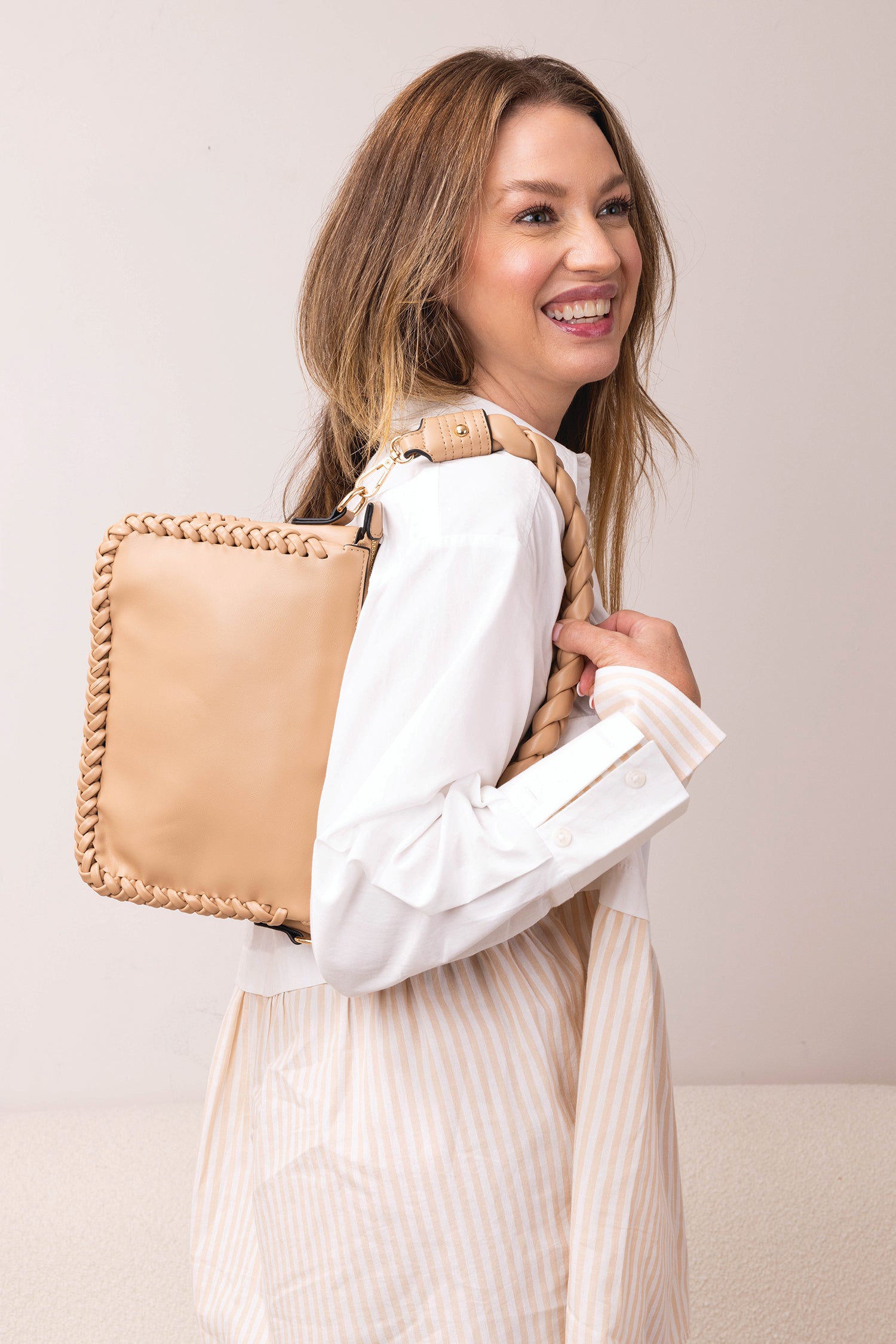 Judith Vegan Whipstitch Shoulder Bag - Jen & Co. vegan handbag