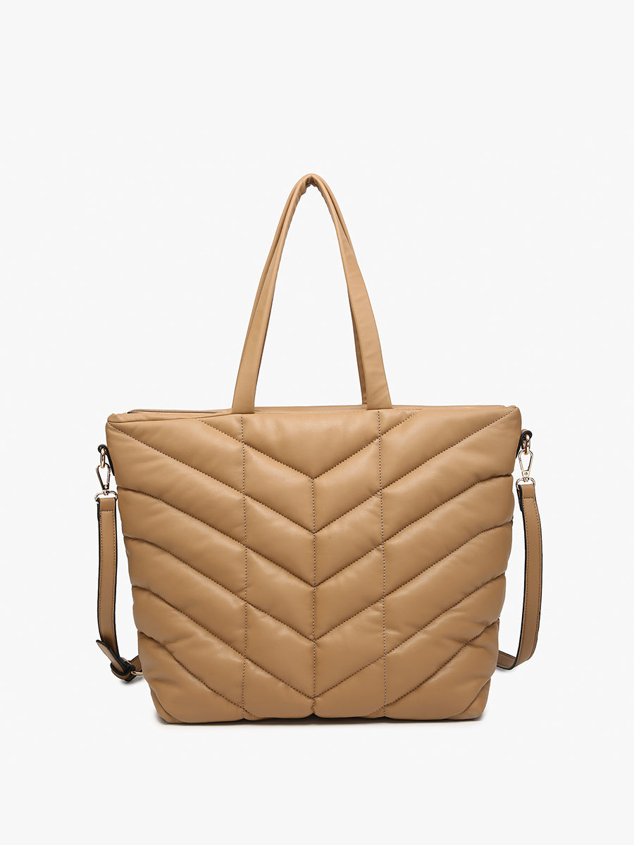 Brinley Vegan Quilted Chevron Tote - Jen & Co. vegan handbag