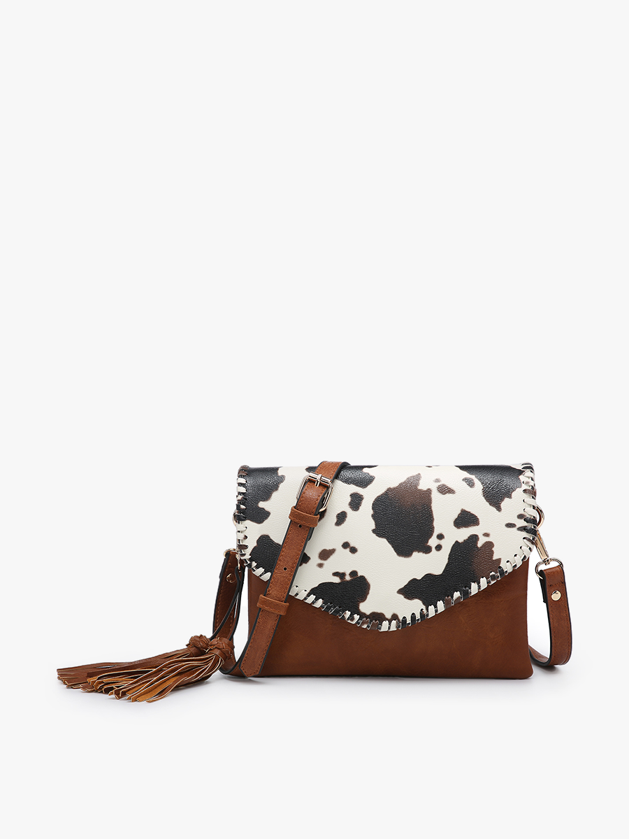 Sloane Vegan Crossbody Cow-White - Jen & Co. vegan handbag